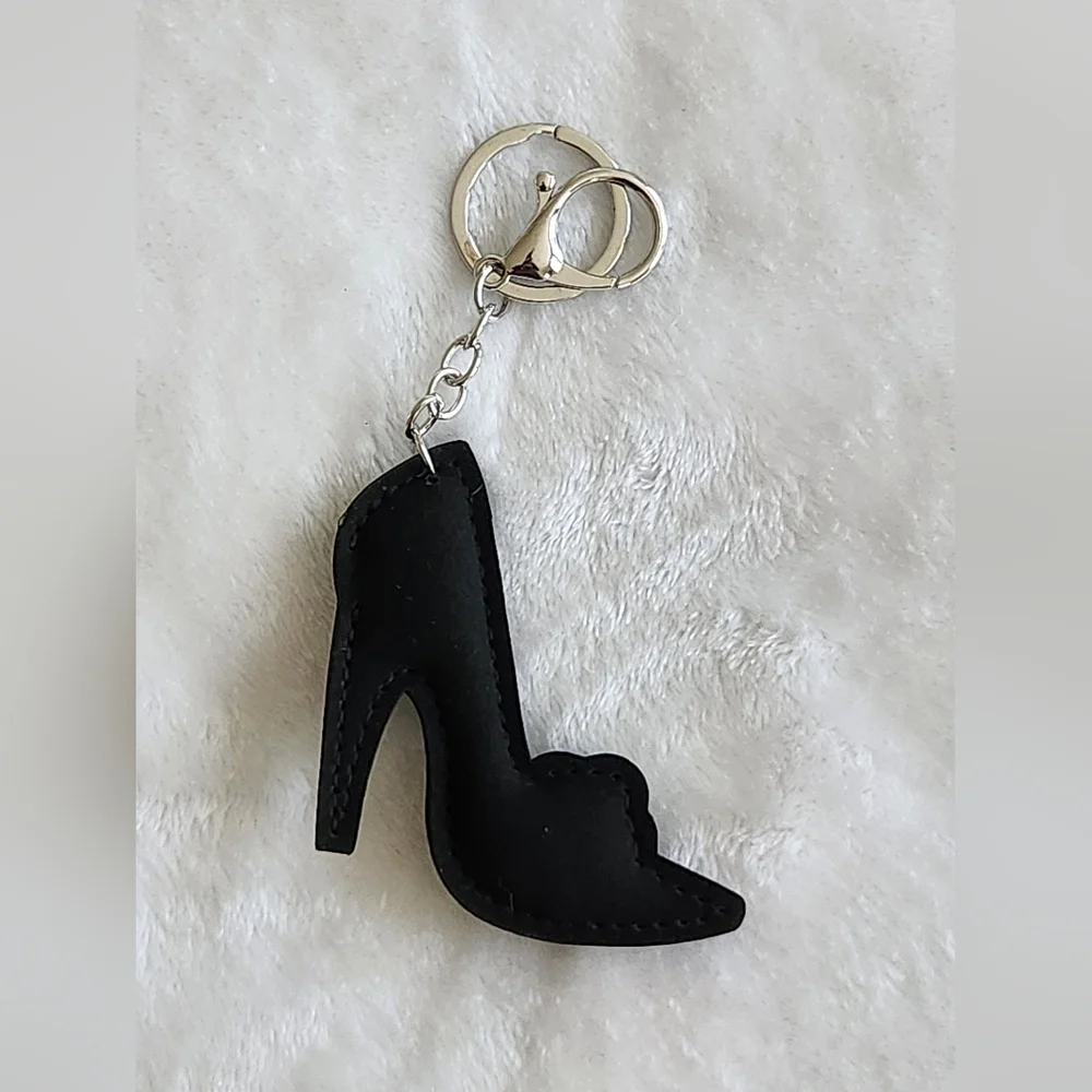 Black and Silver Women's High Heel Shoe Keychain Bag Charm